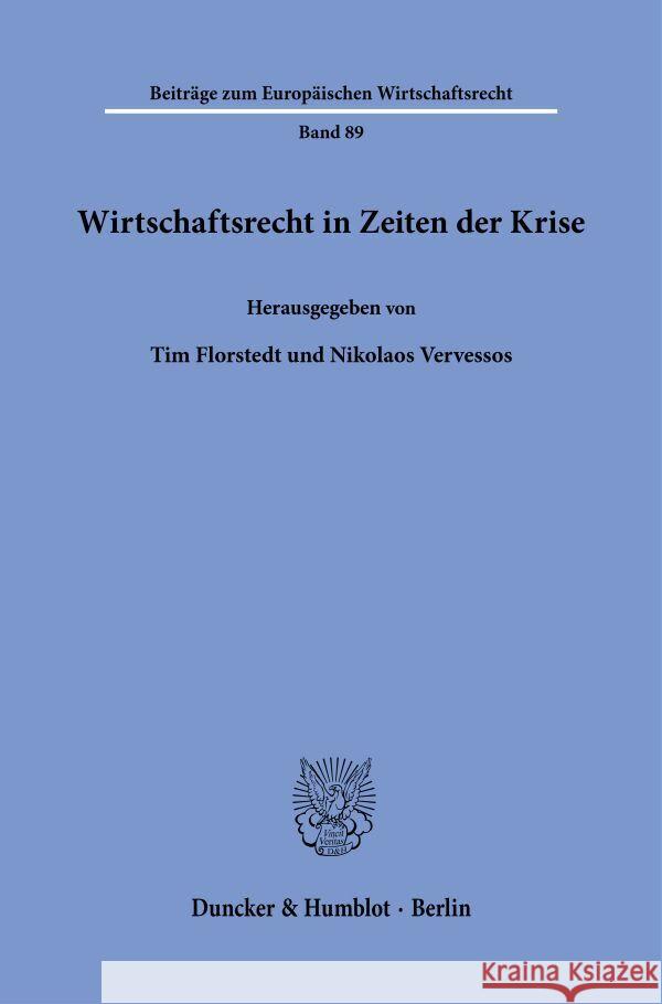 Wirtschaftsrecht in Zeiten der Krise  9783428190164 Duncker & Humblot - książka