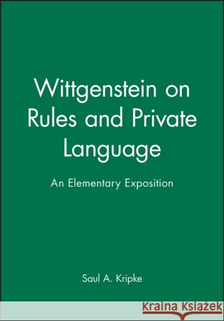 Wittgenstein Rules and Private Kripke 9780631135210 John Wiley and Sons Ltd - książka