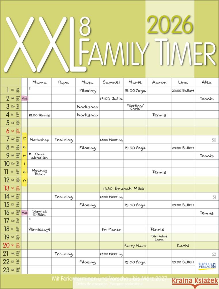 XXL Family Timer 8 2026  9783731884767 Korsch - książka