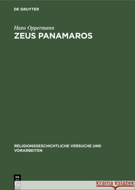 Zeus Panamaros Hans Oppermann 9783111015910 De Gruyter - książka