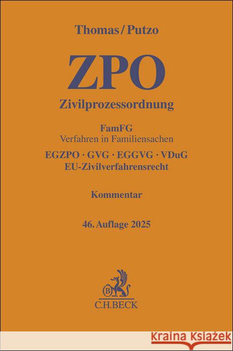 Zivilprozessordnung Thomas, Heinz, Putzo, Hans, Reichold, Klaus 9783406826788 Beck Juristischer Verlag - książka