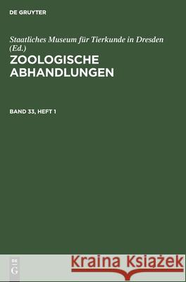 Zoologische Abhandlungen. Band 33, Heft 1 No Contributor 9783112578698 De Gruyter - książka