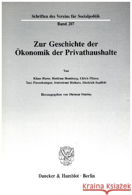 Zur Geschichte der Ökonomik der Privathaushalte.  9783428071968 Duncker & Humblot - książka