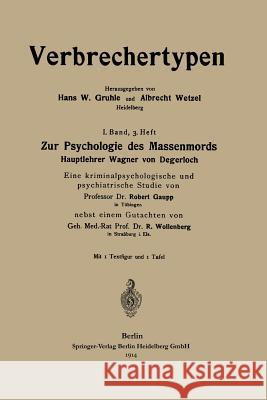 Zur Psychologie Des Massenmords: Hauptlehrer Wagner Von Degerloch, Eine Kriminalpsychologische Und Psychiatrische Studie Gaupp, Robert Eugen 9783662227015 Springer - książka